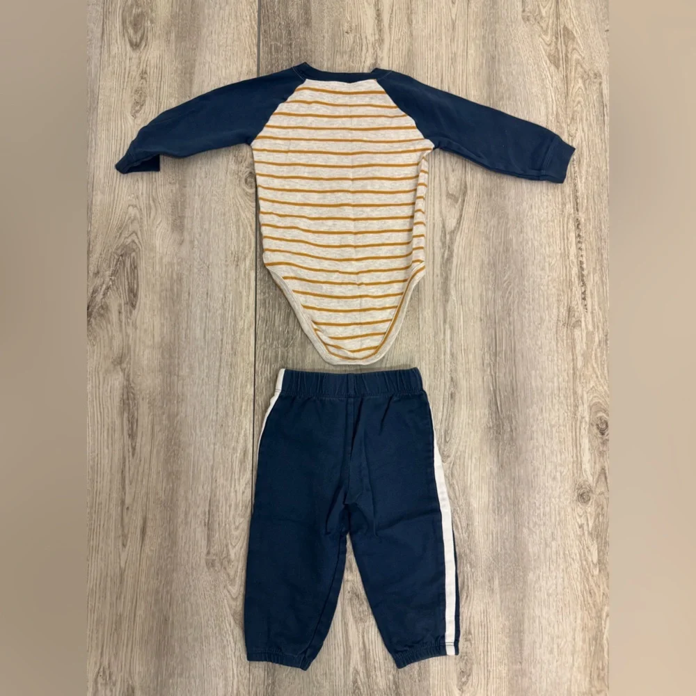 Carter's Navy  football Striped Kids Matching Set